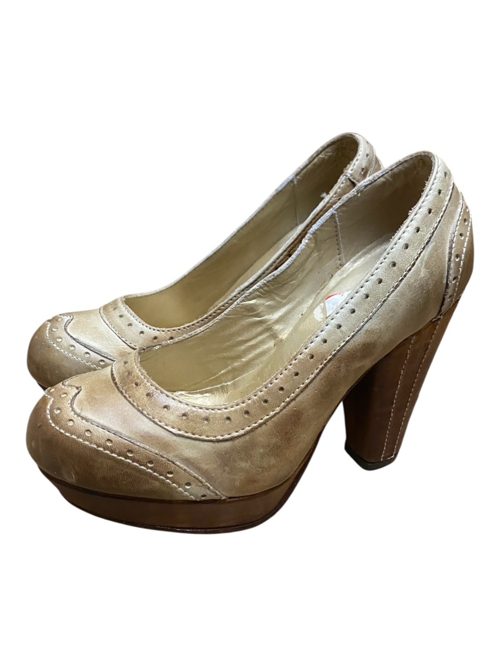Bedstu Womens Genesis Leather Chunky Heel Pumps Shoes Platform Party